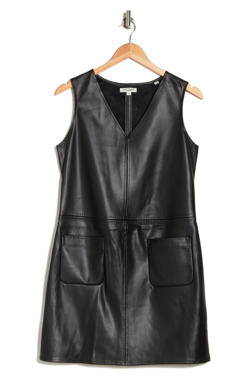 MAX STUDIO Faux Leather Sleeveless Shift Dress | Nordstromrack