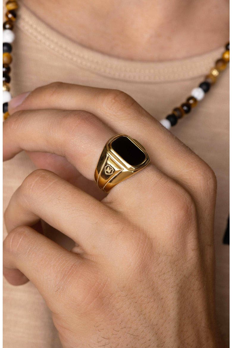 Oblong Signet Ring With Onyx, Alternate, color, Gold