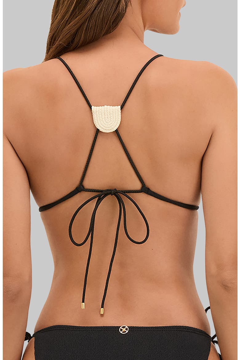 Firenze Yara T-Back Bikini Top, Alternate, color, BLACK