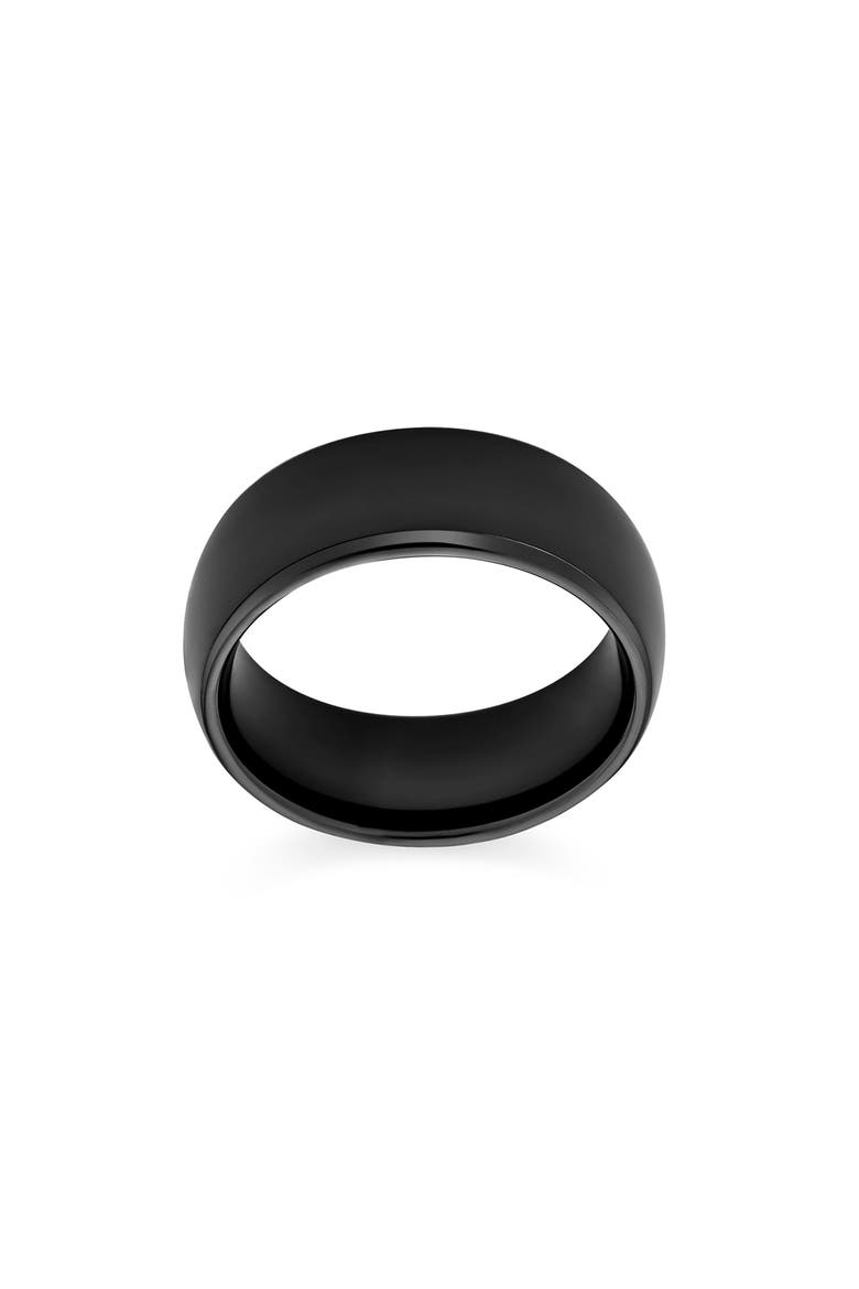 Men's Dome Black Titanium Band Ring, Alternate, color, BLACK