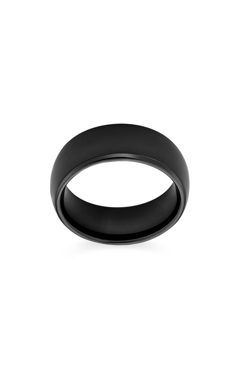 BLING JEWELRY Men's Dome Black Titanium Band Ring, Alternate, color, Black