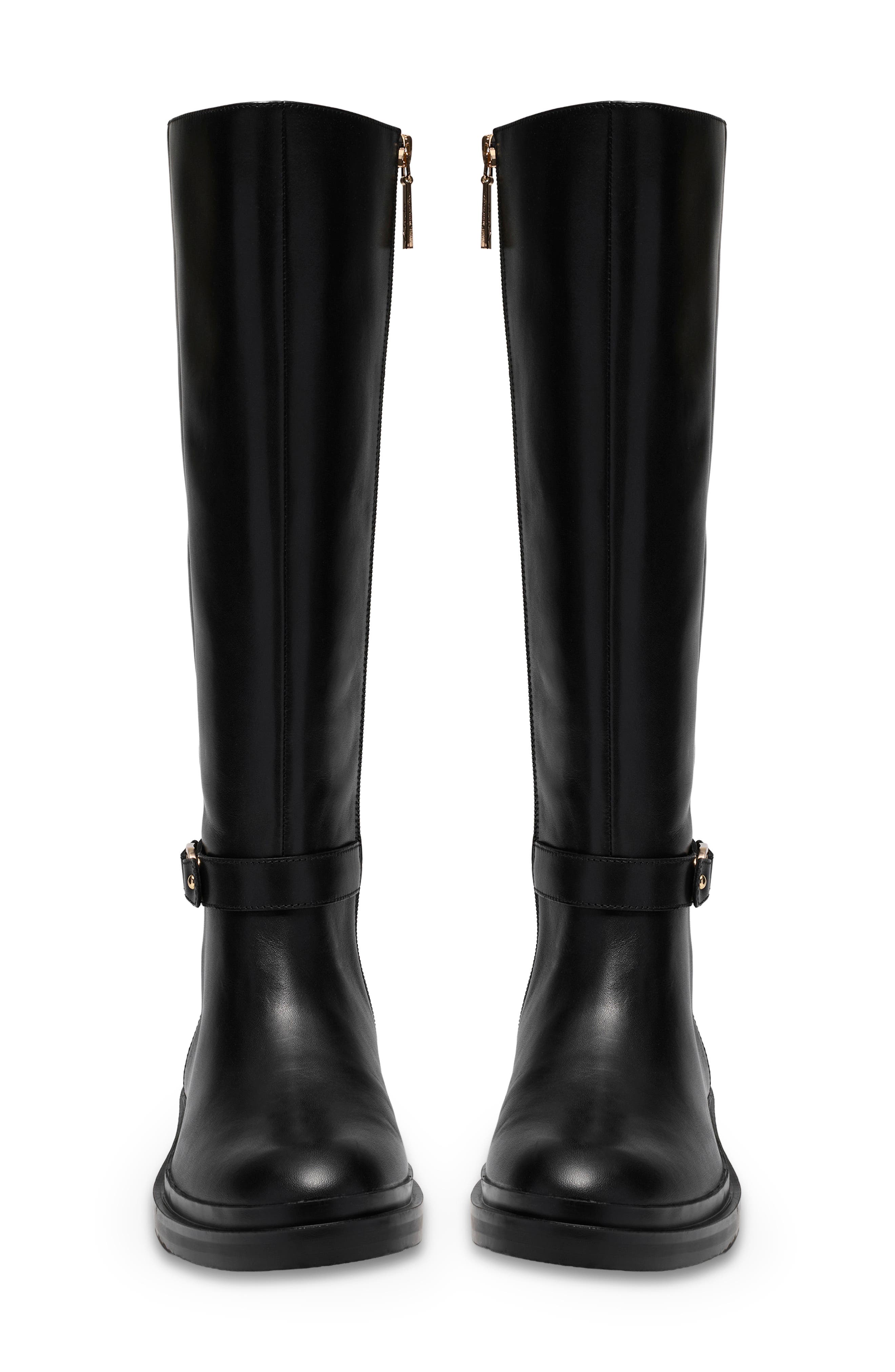 Previa Bit Knee High Leather Boot, Alternate, color, BLACK LEATHER