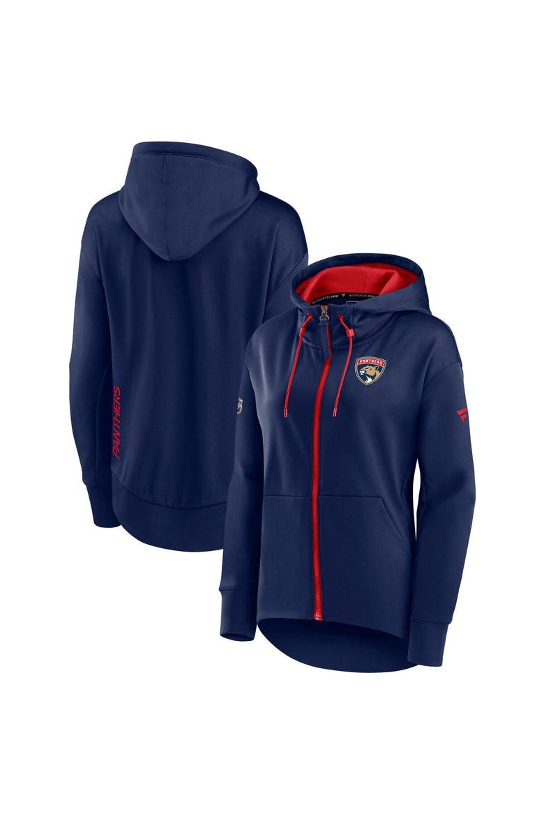 Women's Fanatics Branded Navy Florida Panthers Authentic Pro Rink Full-Zip Hoodie, Alternate, color, Navy