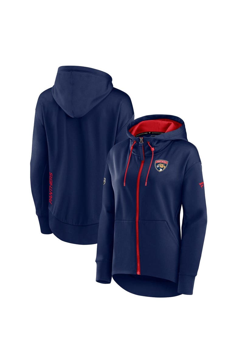 FANATICS Women's Fanatics Branded Navy Florida Panthers Authentic Pro Rink Full-Zip Hoodie, Alternate, color, Navy