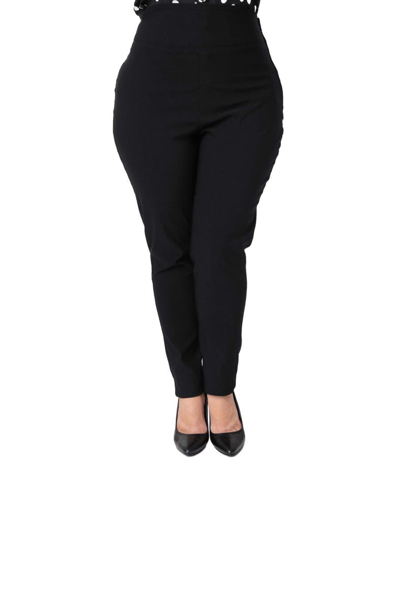 Unique Vintage Plus Size Rizzo Cigarette Pants, Alternate, color, Black