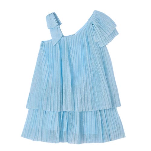 Mayoral Asymmetric Pleated Dress in Blue 