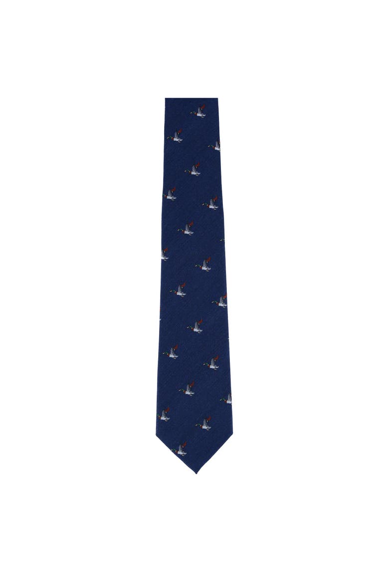 Drake the Mallard Duck Novelty Silk Necktie, Alternate, color, Navy