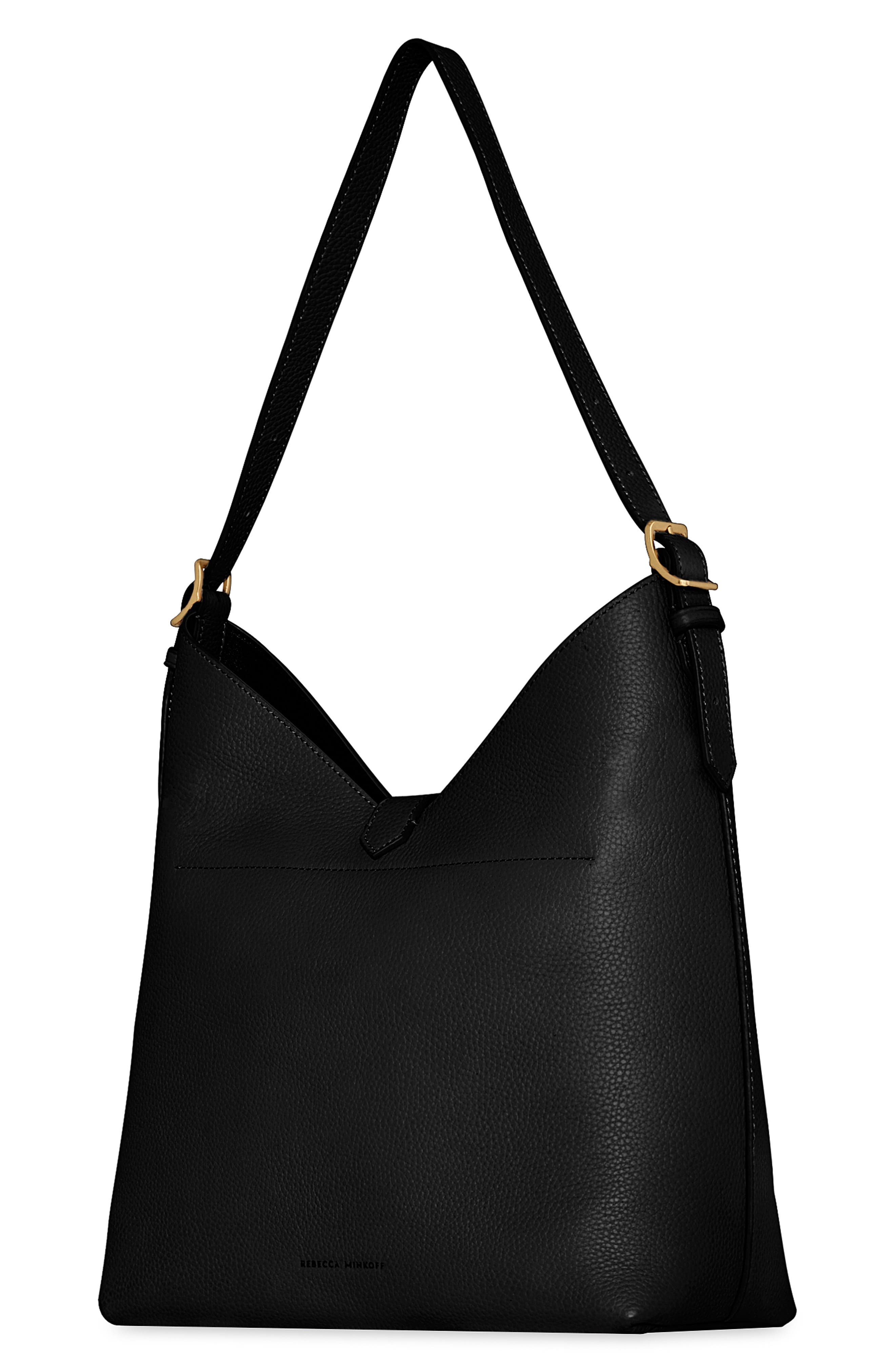 Rebecca Minkoff Mini Megan Leather Hobo Bag, Alternate, color, Black