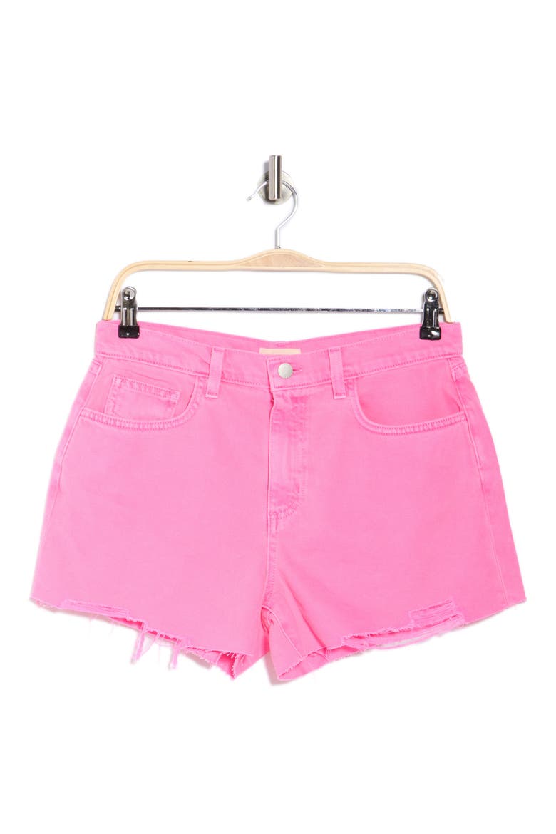 Beck High Waist Cutoff Denim Shorts, Main, color, PINK GLOW
