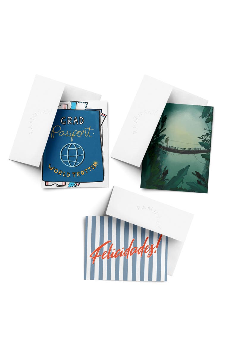 Ramus & Co Celebration/Graduation Assorted Greeting Card Pack (3ct) "Bridge, Felicidades, Passport", Main, color, Multi-Pack