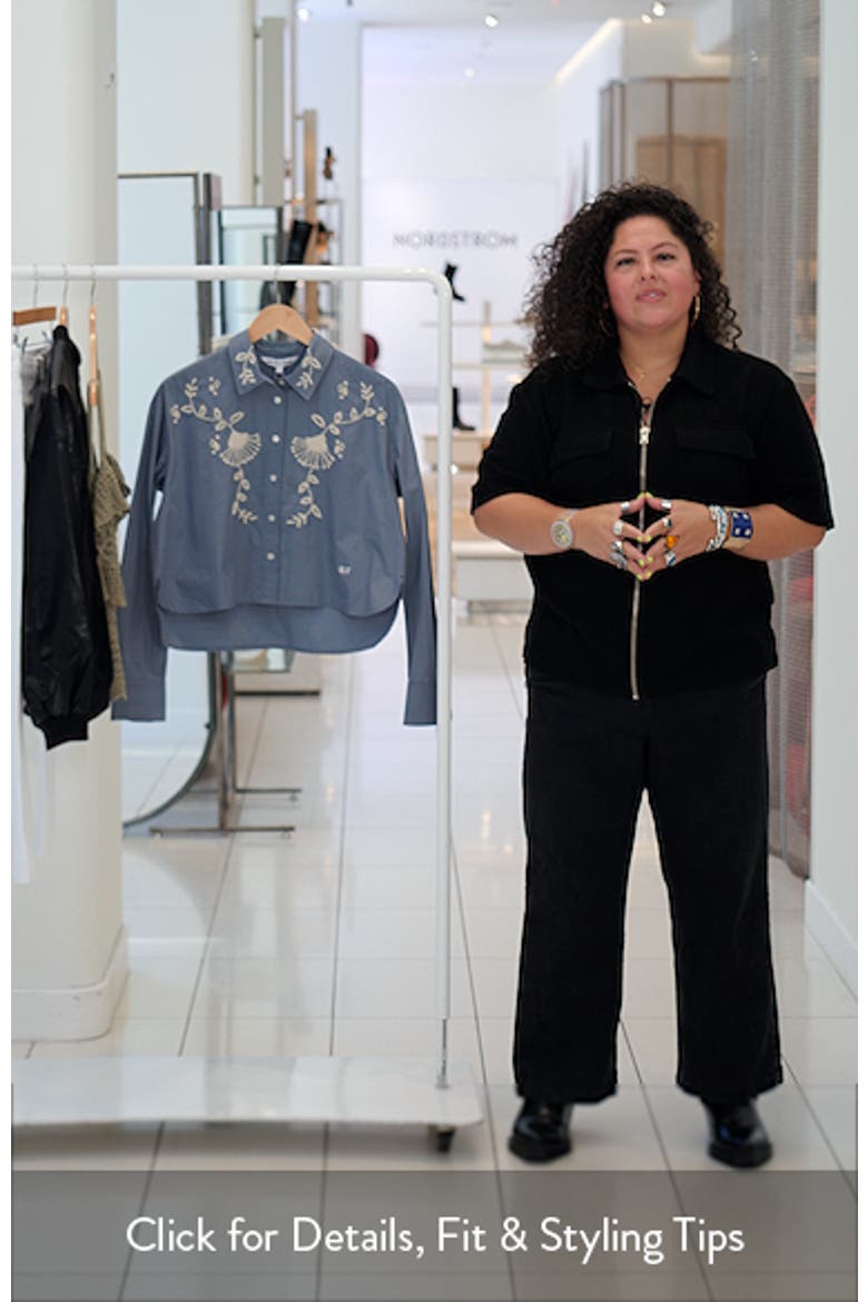 Aderes Beaded Floral Cotton Button-Up Shirt video