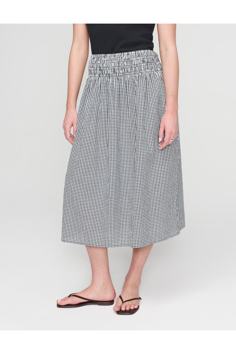 Valerie Cotton Gingham Midi Skirt, Main, color, Black Gingham Check