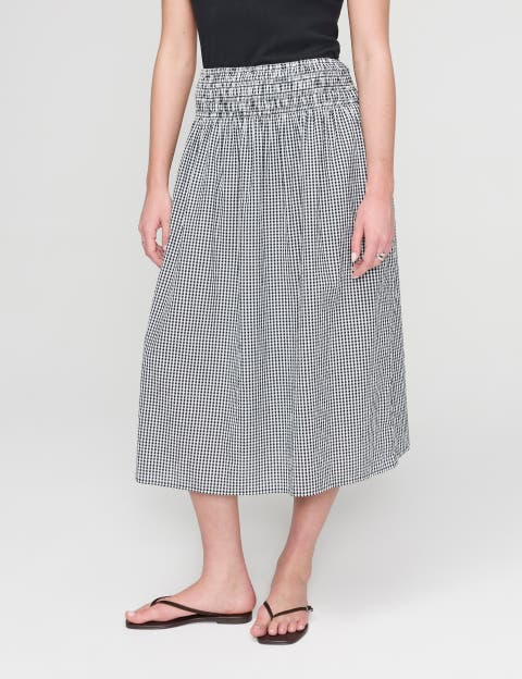 Valerie Cotton Gingham Midi Skirt