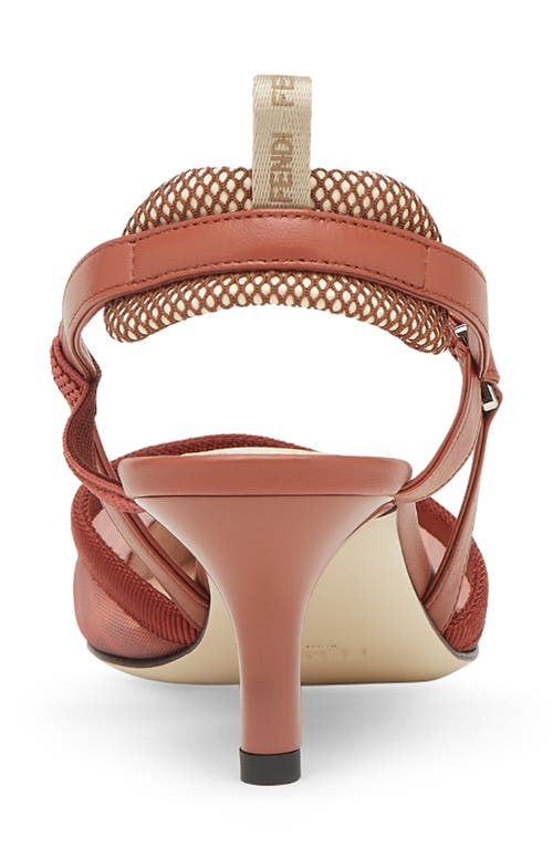 Fendi Colibri Ff Mesh Slingback Kitten-heel Pumps In Brown