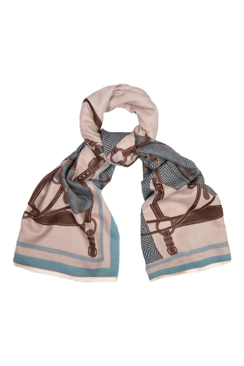 Horse Lover Reversible Print Scarf, Main, color, LIGHT BLUE