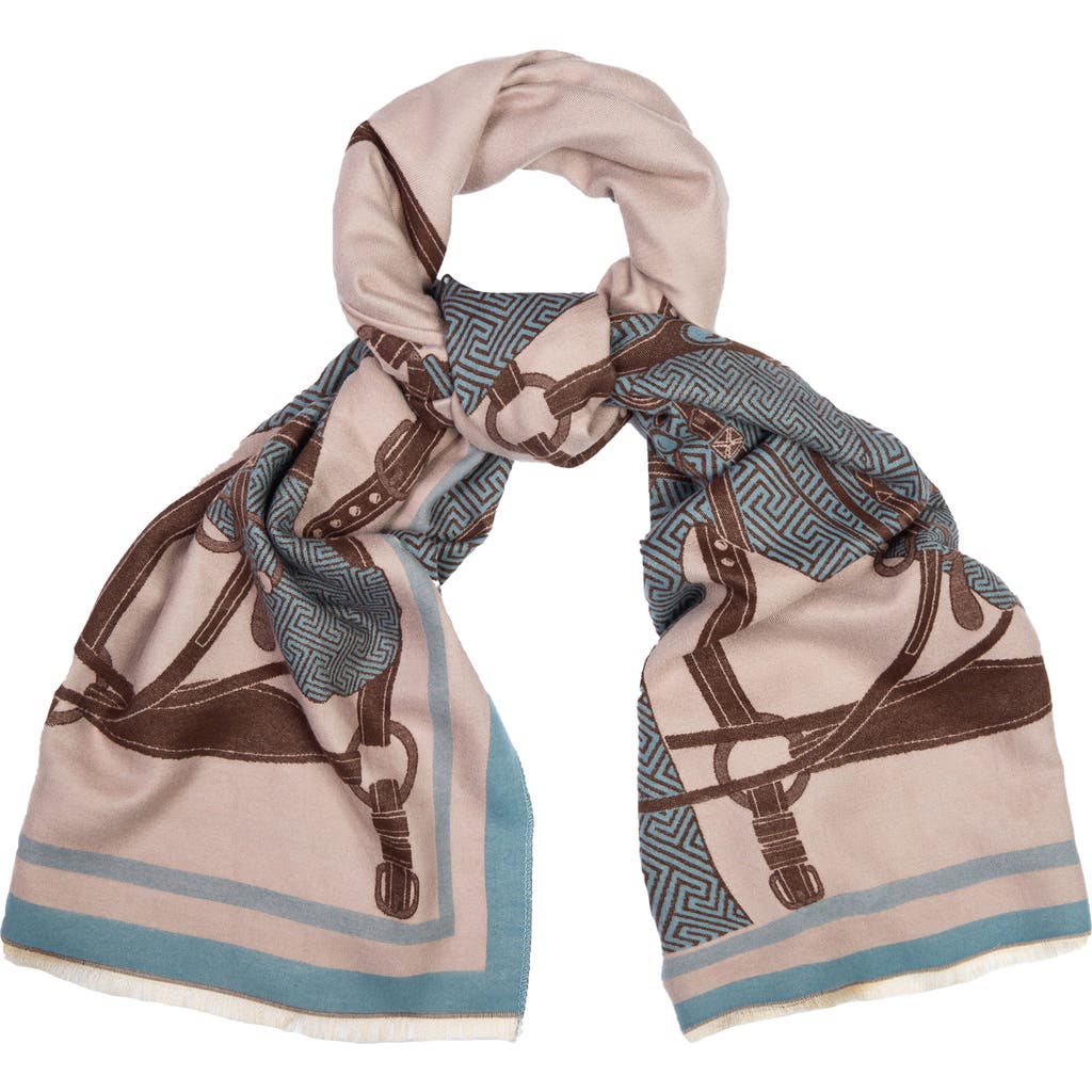 Saachi Horse Lover Reversible Print Scarf In Blue