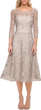 La Femme Lace A-Line Dress