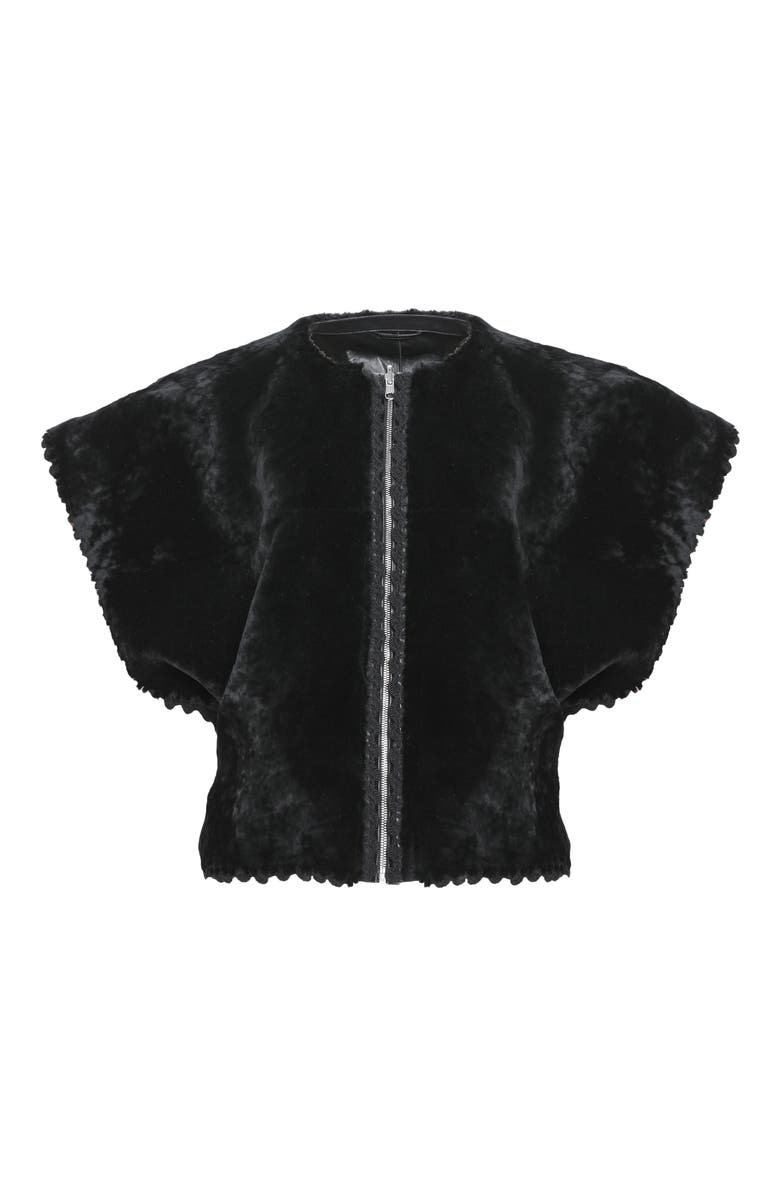 GORSKI Reversible Collarless Genuine Shearling Jacket, Alternate, color, Black/Black