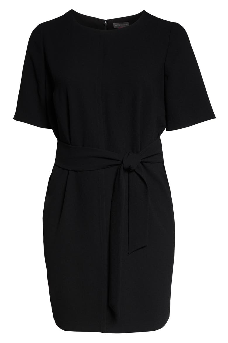 Belt Parisian Crepe Dress, Alternate, color, RICH BLACK