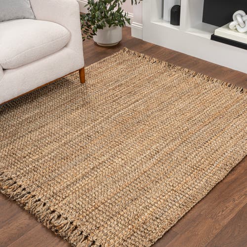 Jonathan Y Pata Hand Woven Chunky Jute With Fringe Area Rug In Natural