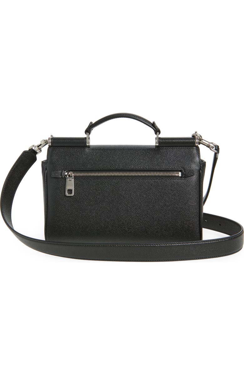 Dolce&Gabbana My Sicily Grained Leather Top Handle Bag, Alternate, color, 80999 Nero