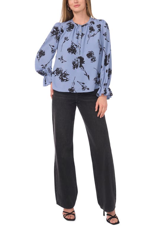 1.state Floral Ruffle Sleeve Blouse In Blue