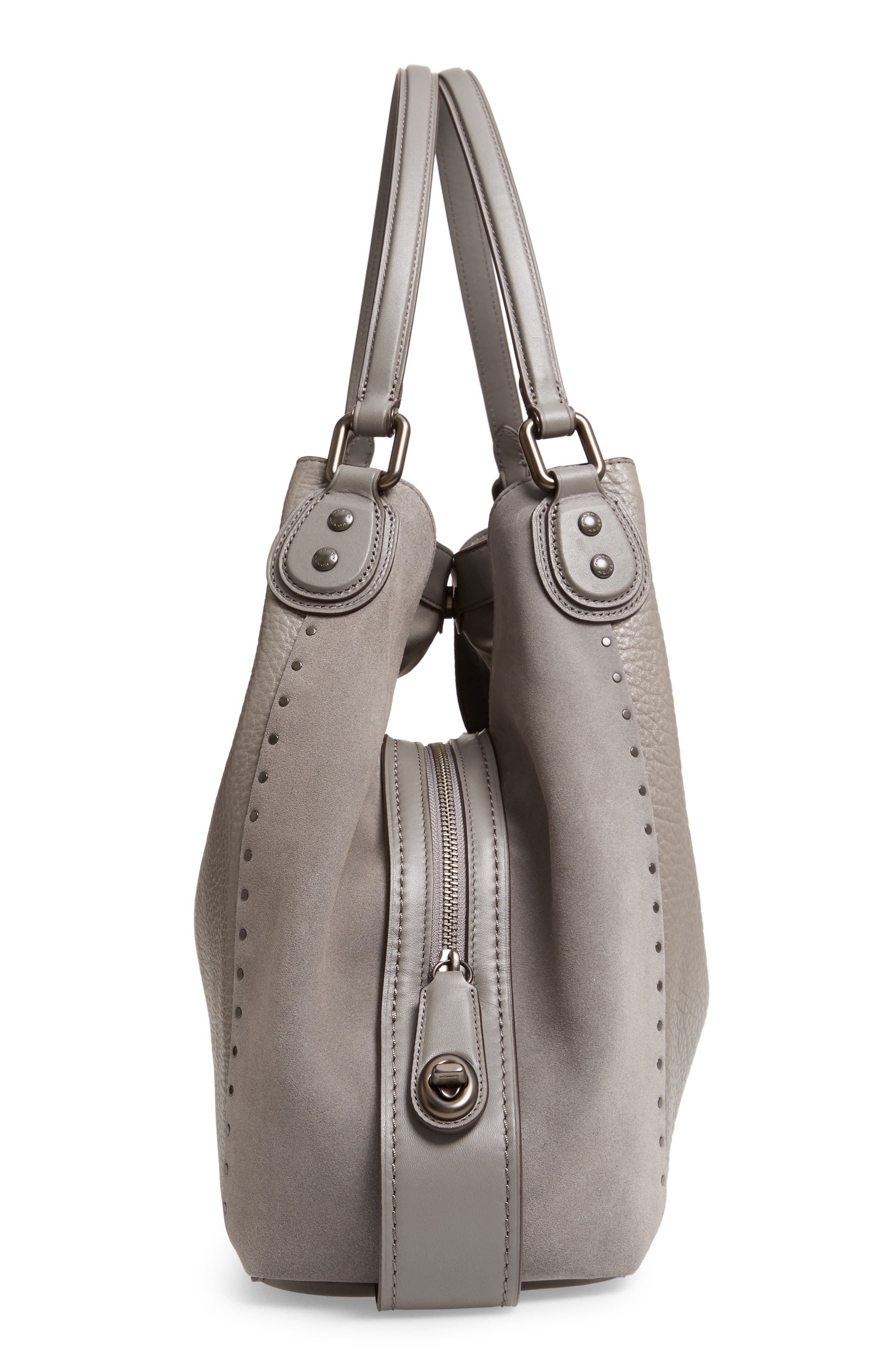 COACH Edie 42 Border Rivets Leather Shoulder Bag, Alternate, color, 