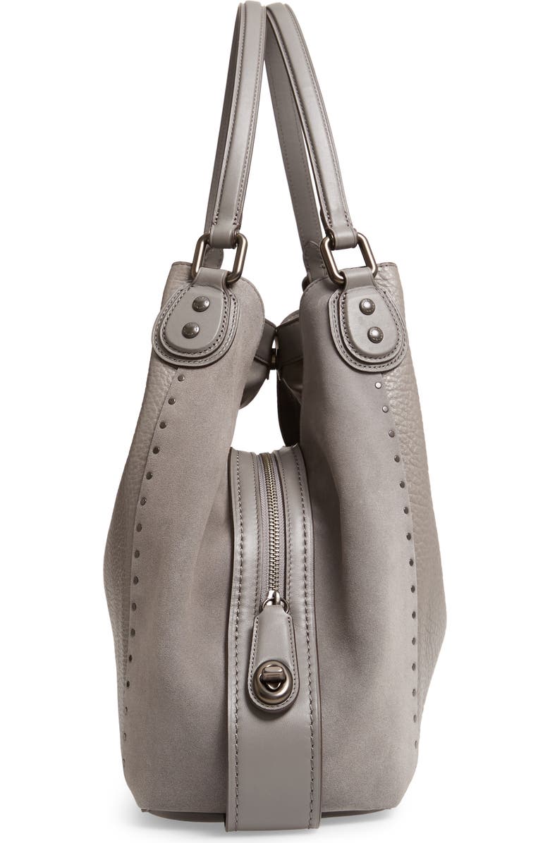 COACH Edie 42 Border Rivets Leather Shoulder Bag, Alternate, color,