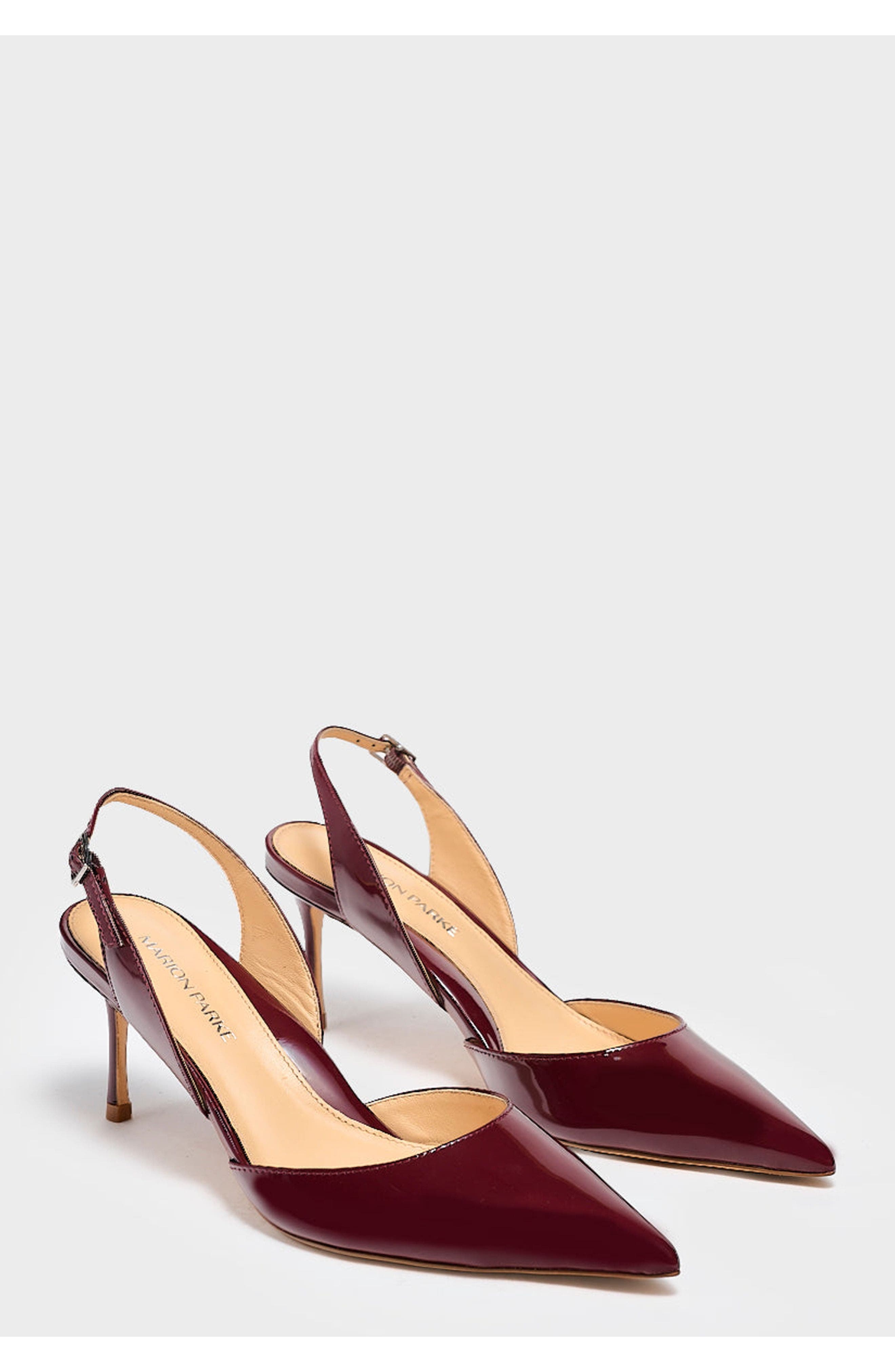MARION PARKE Classic Slingback 70 Pumps Patent, Alternate, color, Merlot