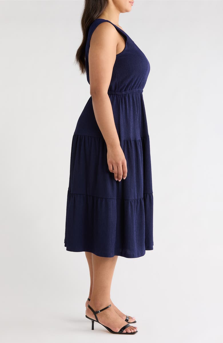 AK ANNE KLEIN Sleeveless Tiered Midi Dress, Alternate, color, Distant Mountain