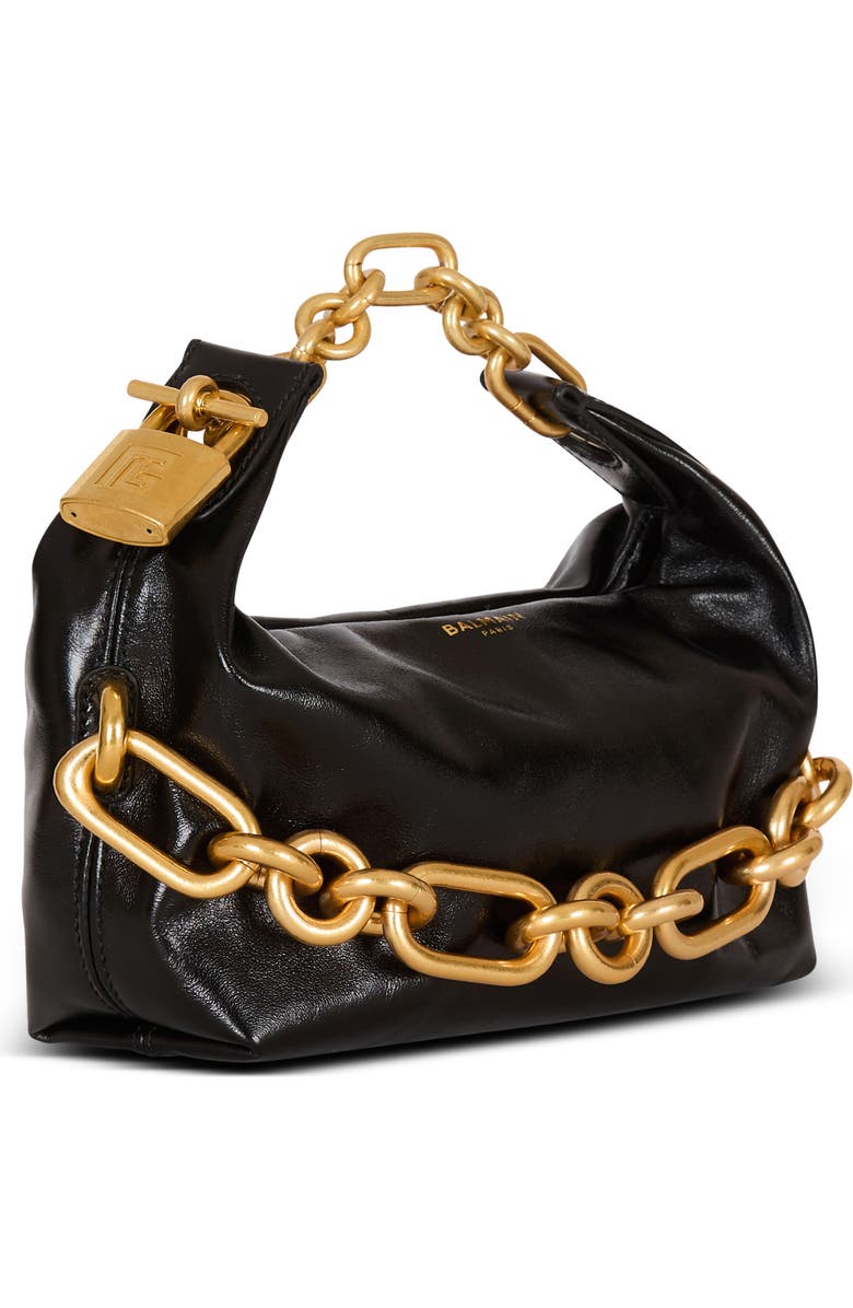 Balmain Mini Sync Bag In Calfskin Leather, Alternate, color, Black