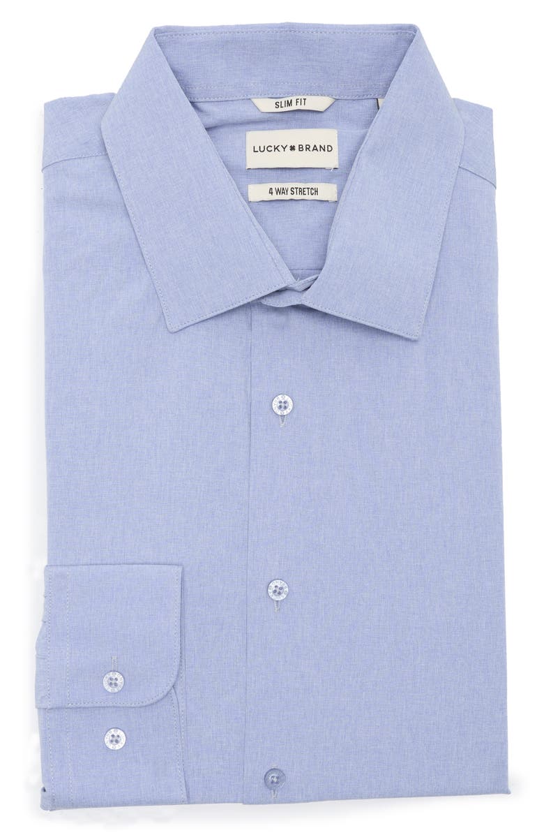 Lucky Brand Solid Stretch Slim Fit Dress Shirt, Main, color, 
