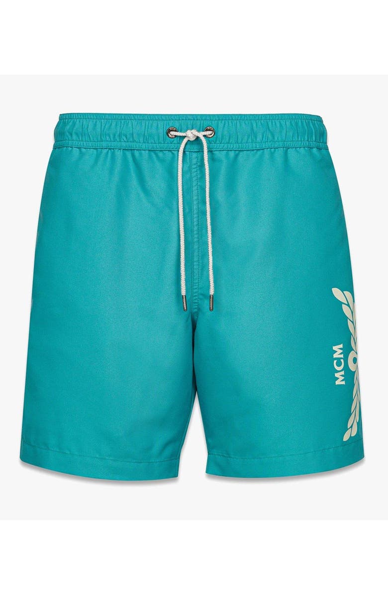 MCM Logo Print Swim Trunks, Main, color, Beige