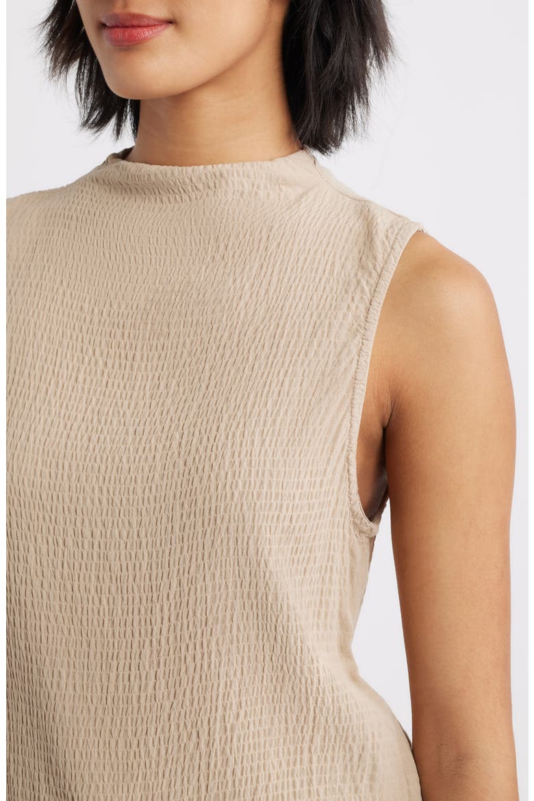 Smocked Funnel Neck Top, Alternate, color, LIGHT OAK