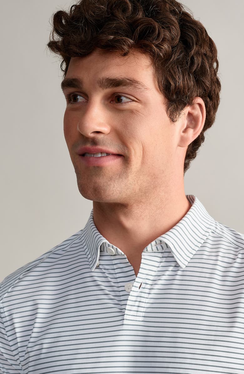 Rhone Commuter Polo, Alternate, color, White/ Green Double Stripe