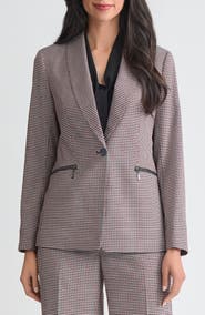 KASPER Plaid Zip Pocket Jacket