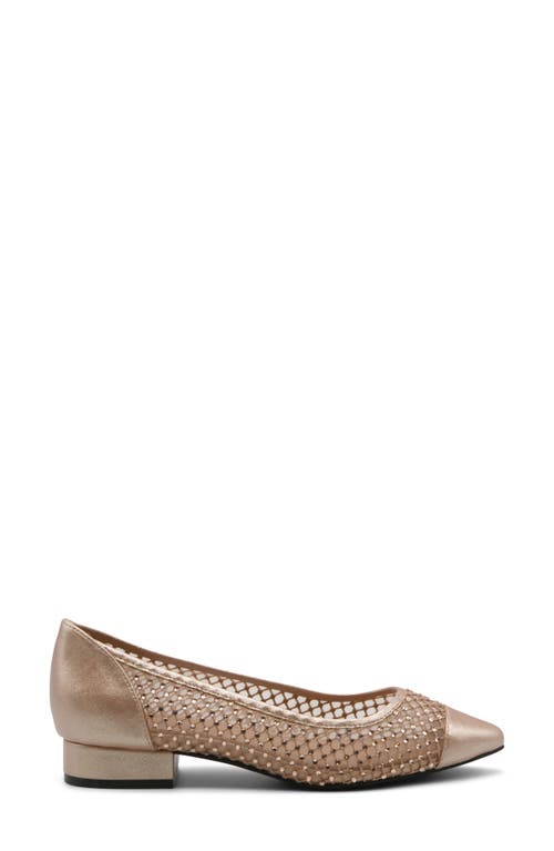 Adrienne Vittadini Patel Crystal Flat In Champagne Mesh
