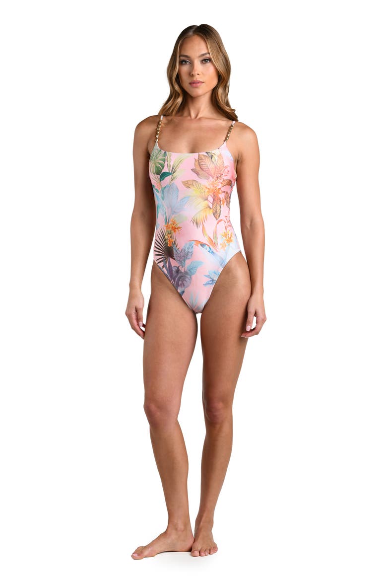 Remi Colorful Palm Underwire One-Piece Swimsuit, Alternate, color, PINK MULTI