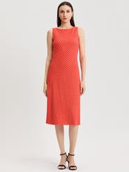 Misook Striped Lined Soft Knit Midi Dress