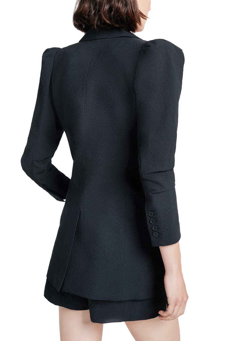 Scrunch Sleeve Blazer, Alternate, color, BLACK SEERSUCKER