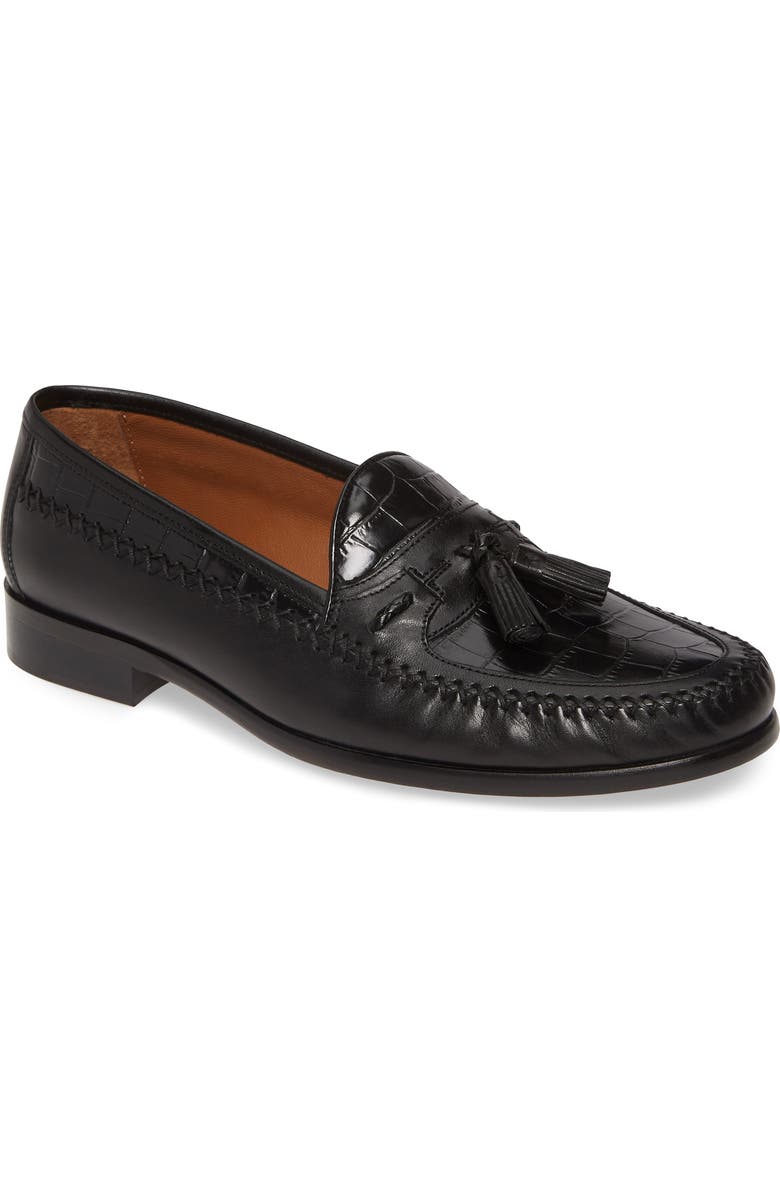 Johnston & Murphy Domani Croc Embossed Tassel Loafer, Main, color,