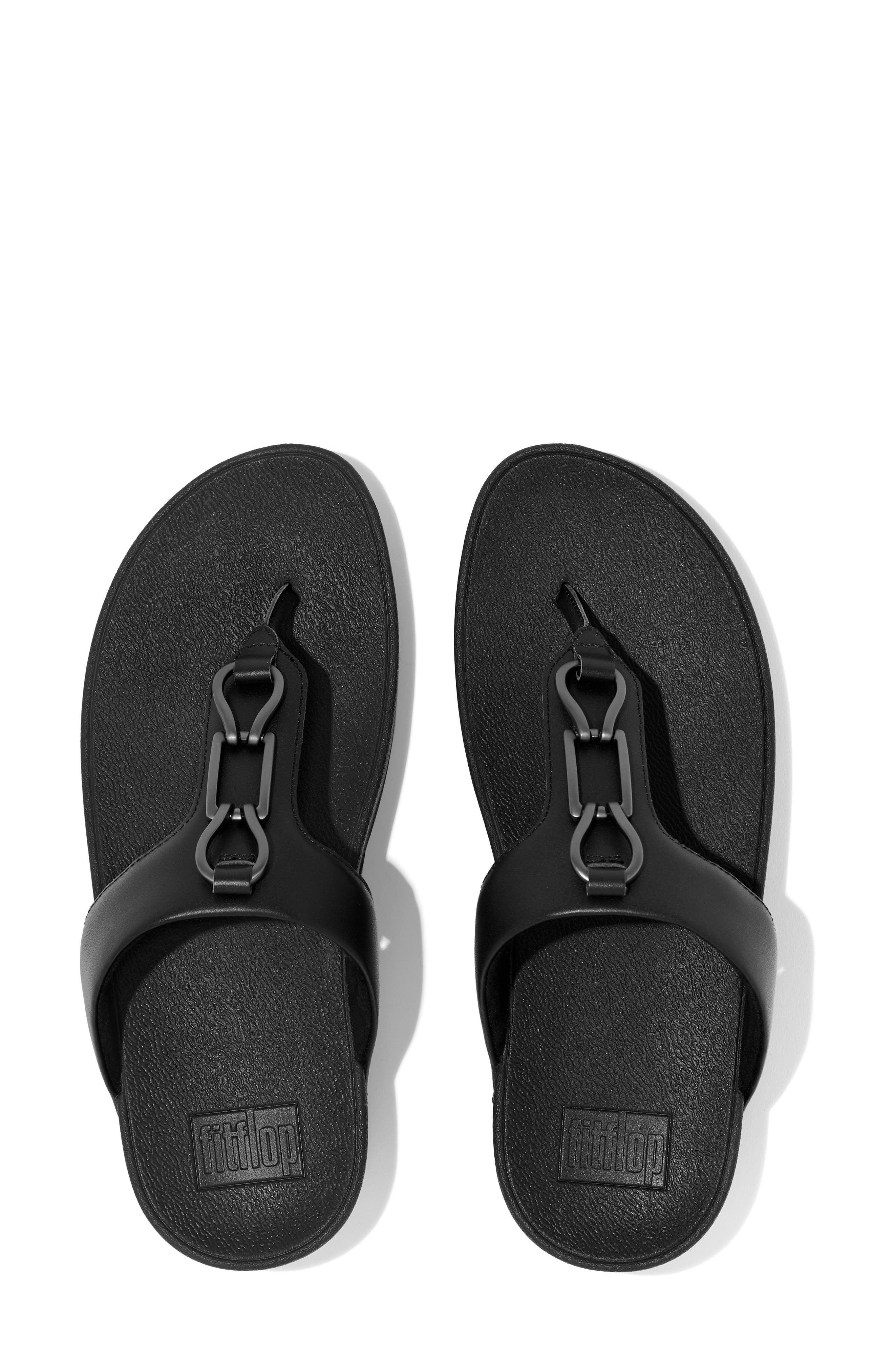 Hallye Leather Flip Flop, Alternate, color, ALL BLACK