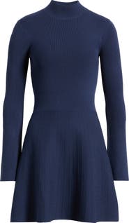 Open Edit Mock Neck Long Sleeve Sweater Dress