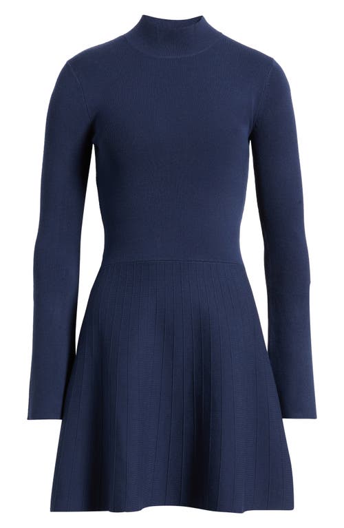 Open Edit Mock Neck Long Sleeve Sweater Dress In Blue