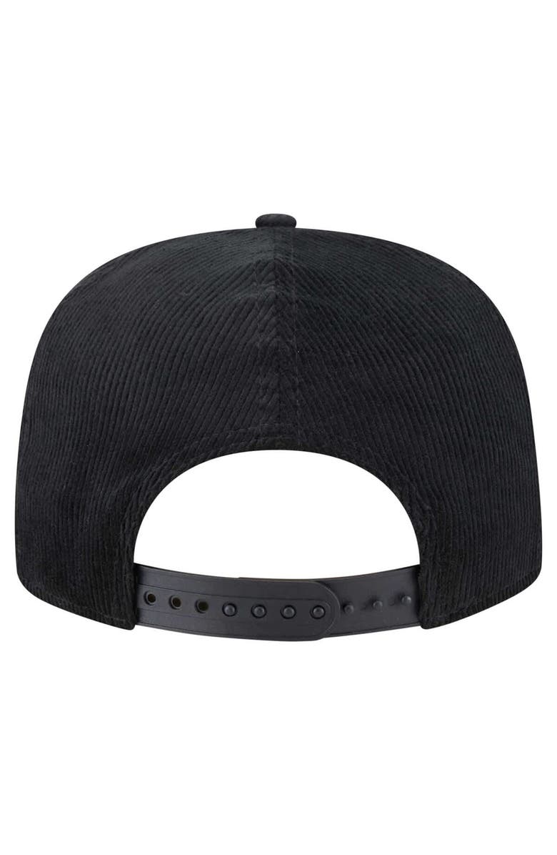 New Era Men's New Era Black Chicago Bulls Corduroy Gold Leaf Golfer Snapback Hat, Alternate, color, Black