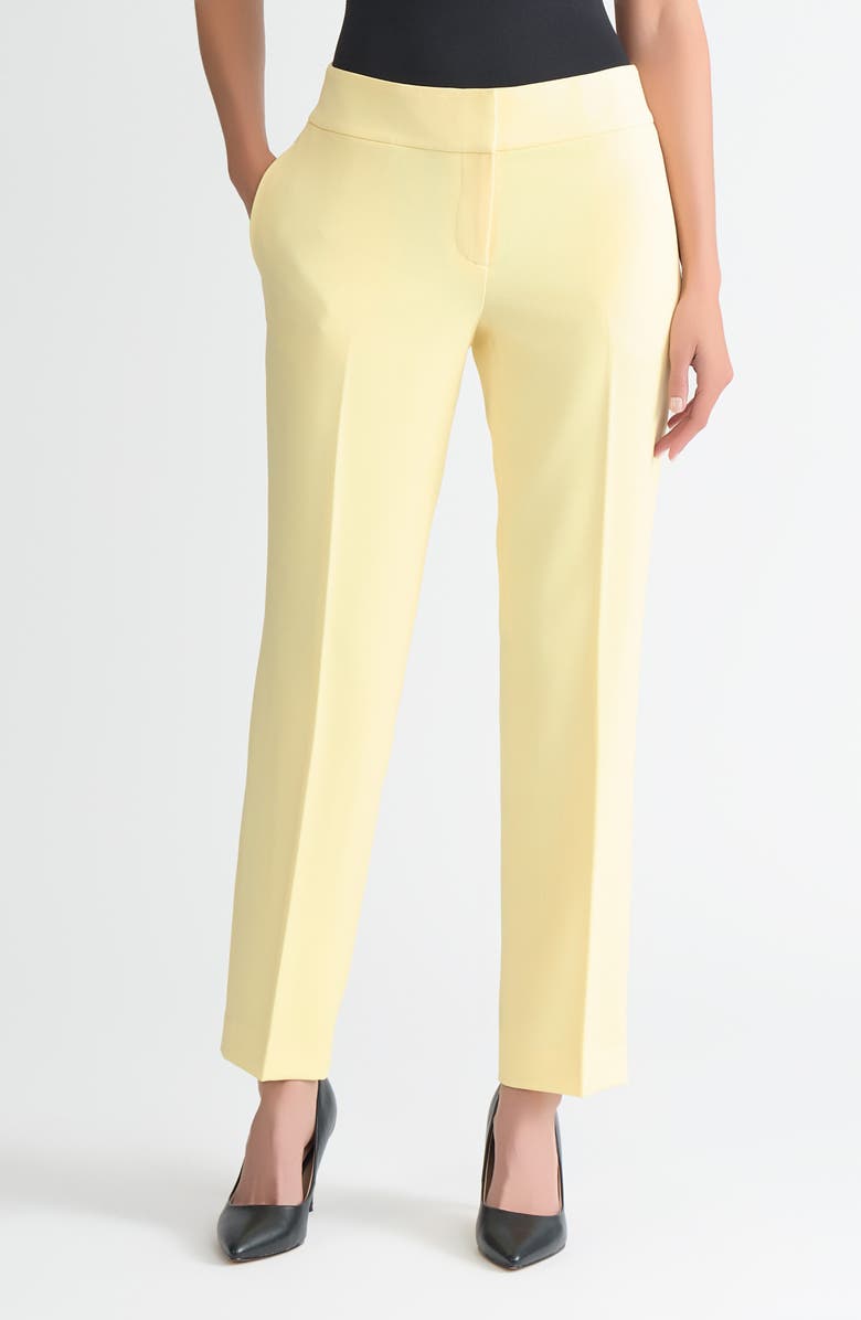 KASPER Flat Front Slim Pants, Main, color, Pale Yellow