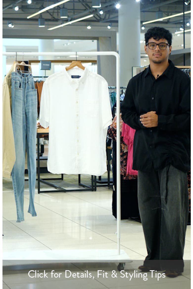 Surfside Solid Short Sleeve Linen Button-Down Shirt video
