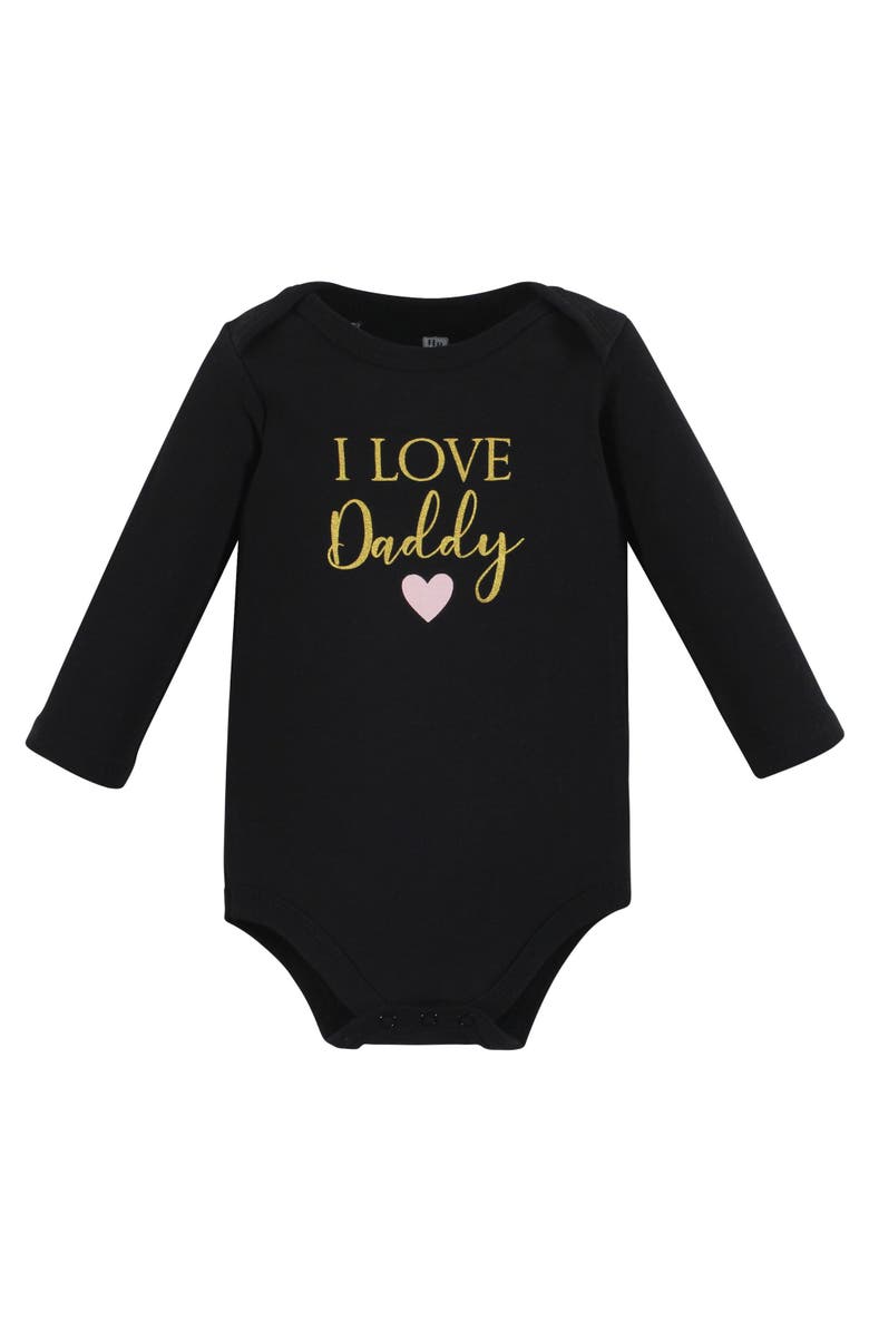 Hudson Baby Little Soft Cotton Long-Sleeve One-Piece 3Pk, Alternate, color, Girl Daddy 3-Pack