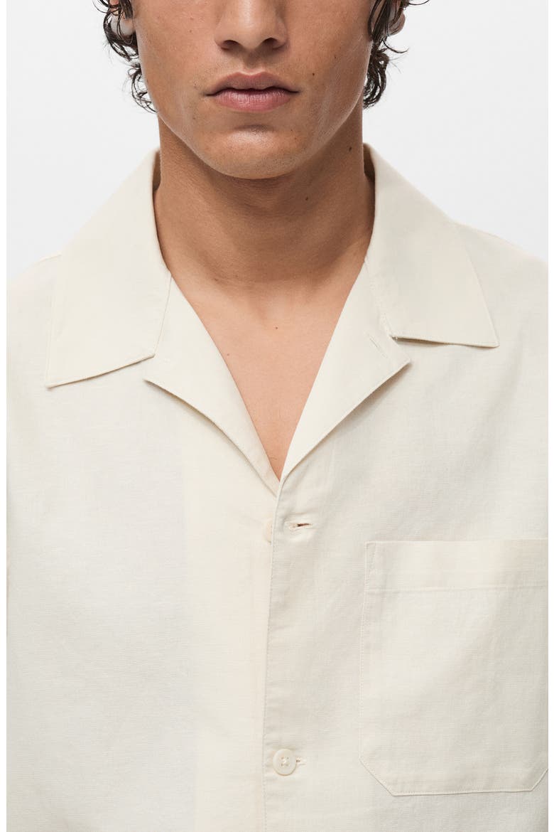 Oversize Cotton & Linen Camp Shirt, Alternate, color, IVORY WHITE