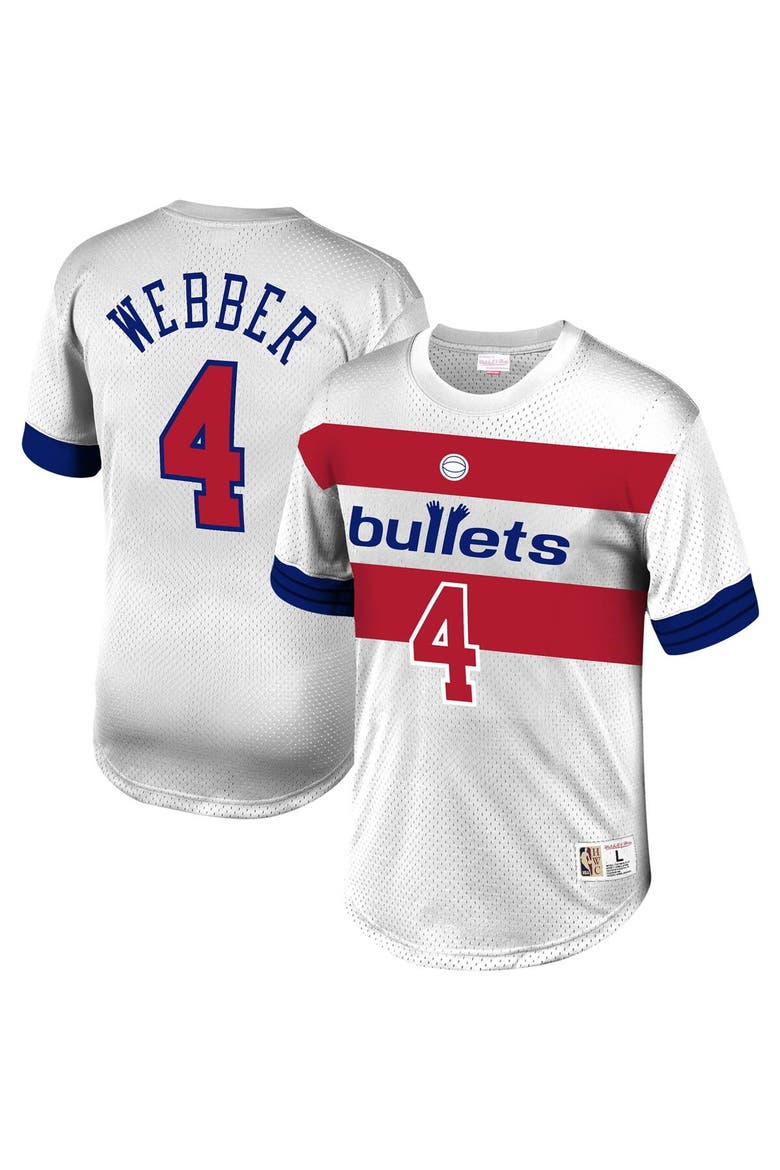 Men's Mitchell & Ness Chris Webber White Washington Bullets Mesh T-Shirt, Main, color, White